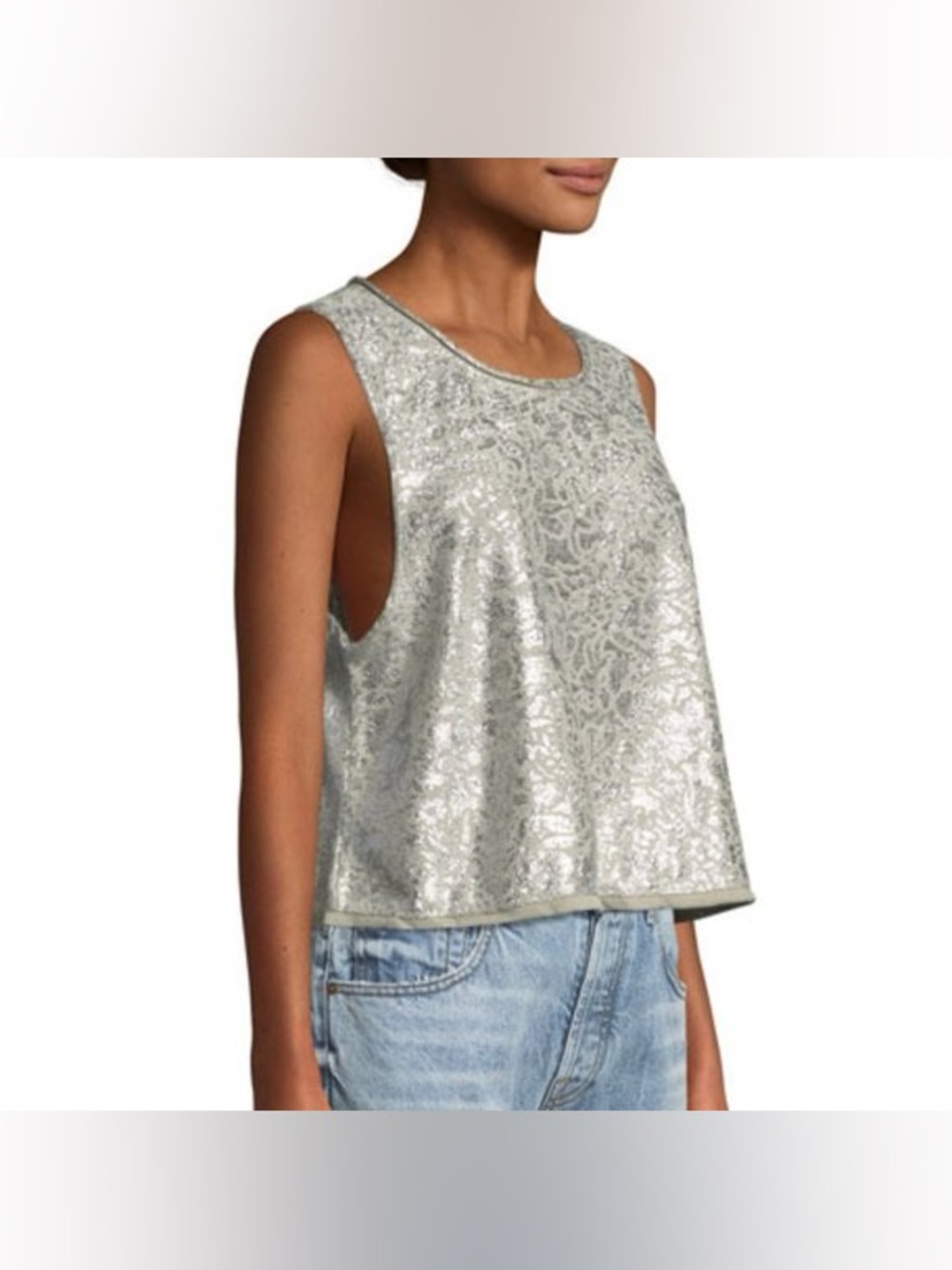 Free People Metallic Cropped Tank